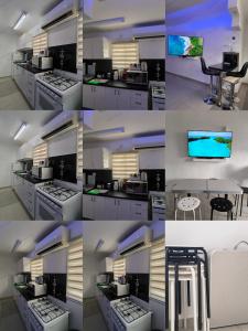 a collage of photos of a kitchen with a sink at Perfect House in Eilat