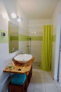 ein Badezimmer mit Waschbecken und Dusche in der Unterkunft Les gîtes "La belle verte" in Cadet + 64 Fotos