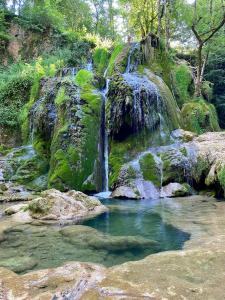 a waterfall in the middle of a river at Les Monts d'Amara, ressourcement, nature, santé in Campuac