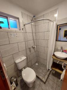 a bathroom with a toilet and a sink at Urutau Loft in Puerto Iguazú
