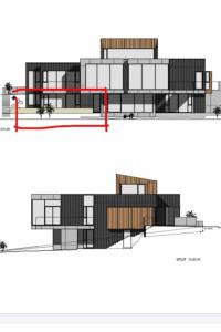 two views of a house with a red line at New apartment in the capital region in Garðabær