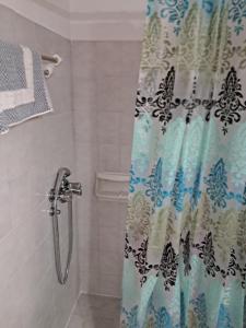 a shower curtain in a bathroom with a shower at Δημητρίου in Loutra Edipsou