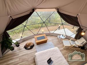 an overhead view of a room in a tent at Dome in Nature in Larnaca