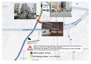a map showing the approximate location of an apartment building at Yasmin Al Majd Hotel in Makkah