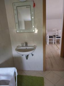 baño con lavabo y espejo en la pared en Apartments Green Oasis en Vlašići