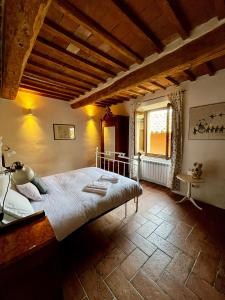 1 dormitorio con 1 cama grande en una habitación en Santa Monaca Medieval House, en Sorano