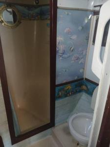 a bathroom with a shower and a toilet at Dream Lady in Jewfish