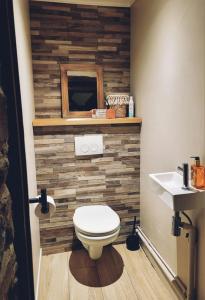 a bathroom with a toilet and a sink at L'Essentiel bis in Francorchamps