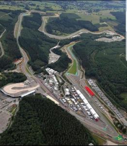 an aerial view of a highway with a parking lot at L'Essentiel bis in Francorchamps