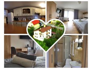 a collage of pictures of a house in a heart at Willa Ewa in Polanica-Zdrój