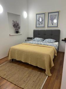 a bedroom with a bed and a rug on the floor at Bonvenon2Volme Apt&Room in Pula