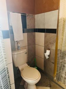 un piccolo bagno con servizi igienici e asciugamani di The journey guest house a Mzinti
