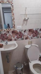 a bathroom with a toilet and a sink at comodo apartamento central in Buga