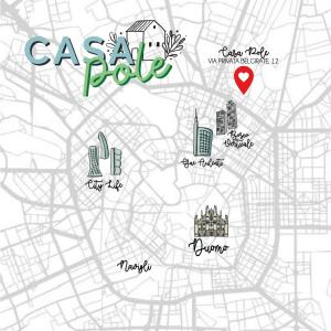 ミラノにあるCasapoleの建物と心臓の街図