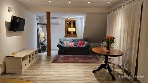 a living room with a couch and a table at Apartament Singera in Biłgoraj