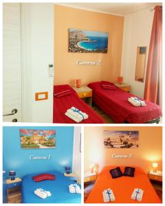 2 fotos de una habitación de hotel con 2 camas en B&B D'Amico87, en Bagheria