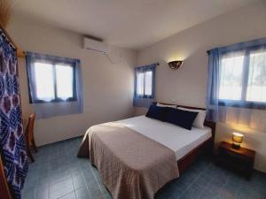 ein Schlafzimmer mit einem Bett und zwei Fenstern in der Unterkunft Kato William in Nialon