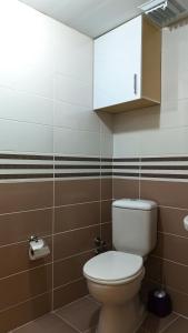 a bathroom with a toilet and a cupboard at Yazıcı Otel Bozburun in Marmaris