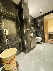 a bathroom with a toilet and a shower at Hotel 51 in Amritsar