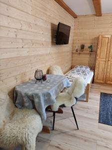Televízia a/alebo spoločenská miestnosť v ubytovaní Apartamenty u drwala