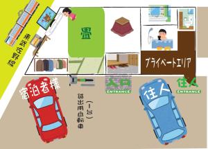 Půdorys ubytování hanamaru-house 民泊一戸建ホテル
