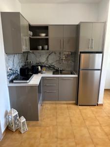 Kuchyň nebo kuchyňský kout v ubytování Vladimiros Apartments