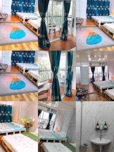 un collage de fotos de una cama en una habitación en H2_Homestay phố cổ _Check in tự động, en Hanói