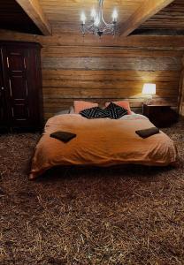 Ein Bett oder Betten in einem Zimmer der Unterkunft Gaismas klēts