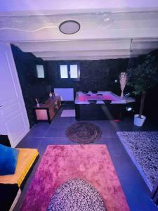una sala de estar con varias alfombras en el suelo en Maison avec spa proche paris en Saint-Denis