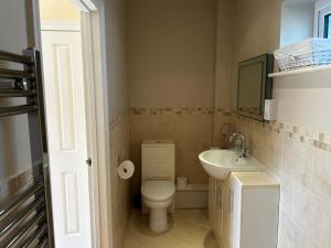 a small bathroom with a toilet and a sink at The Annexe in Street