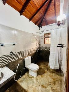 a bathroom with a toilet and a sink at Villa Roy Bentota in Bentota