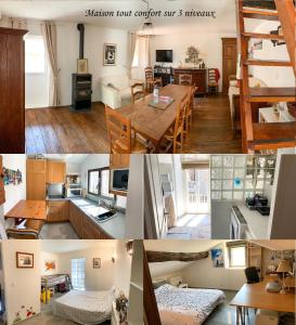 a collage of photos of a kitchen and a living room at Nuits magiques au village entre mer et montagnes in Bigorno