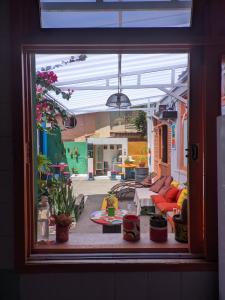 薩爾瓦多的住宿－Nomads Hostel Multicultural & Coworking，从窗户可欣赏到客厅的景色