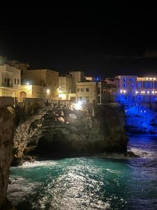 a bridge over a river in a city at night at Vittoria in Polignano a Mare