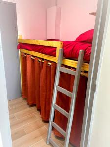 a bunk bed with a ladder in a room at Studio des vagues in Lacanau