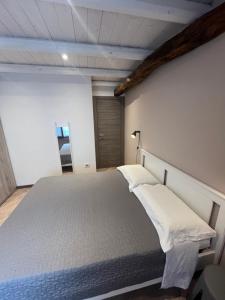 1 dormitorio con 1 cama grande en una habitación en LA RONDINE, en Pettenasco