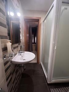 a bathroom with a sink and a shower at Twenty Antika in Birgu