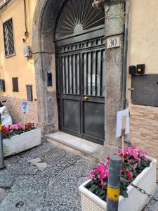 una porta per un edificio con dei fiori davanti di Al numero 1 a Napoli