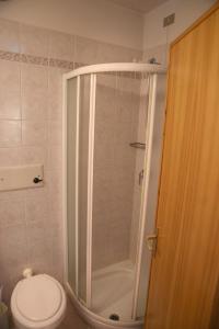 W łazience znajduje się prysznic i toaleta. w obiekcie Hostel San Matteo w mieście Santa Caterina Valfurva