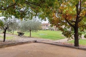 vistas a un parque con una motocicleta a lo lejos en Luxury provencal farmhouse - Mas de l'Estel, en Cucuron