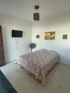 a bedroom with a bed and a flat screen tv at Recanto Família Freitas in Cascavel