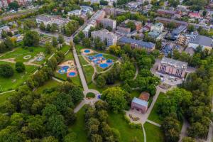 an aerial view of a park in a city at Elegant Central park Apartment in Daugavpils