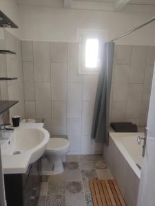 カルパントラにあるMaisonnetteのバスルーム(洗面台、トイレ、バスタブ付)