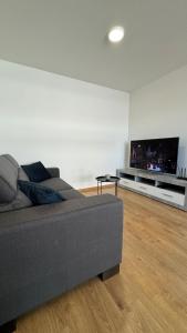 a living room with a couch and a flat screen tv at AR ALBELLI HOUSE II in Košice
