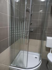 a shower with a glass door in a bathroom at lastva 1&2 in Sveti Filip i Jakov +53 photos