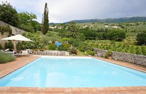 uma grande piscina com vista para uma montanha em Agriturismo Residenza Paradiso em Trevi