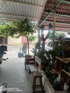 a person standing in the shade of a patio at Oaxaca's treasures in San Felipe del Agua