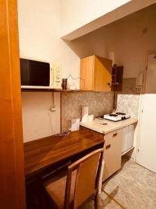 a small kitchen with a counter and a microwave at Cozy apartment in graz in Graz