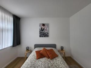 a bedroom with a bed and a picture on the wall at Private rooms - European Quarter in Brussels