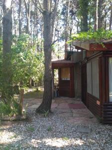 a house with a tree in front of it at Cabaña Lemu Unku, El Pinar -6 personas- in La Lucila del Mar